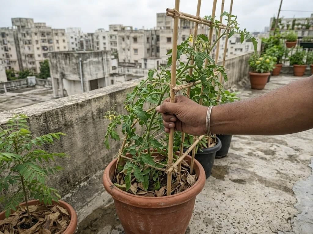 push test trellis pot wind stability check terrace India