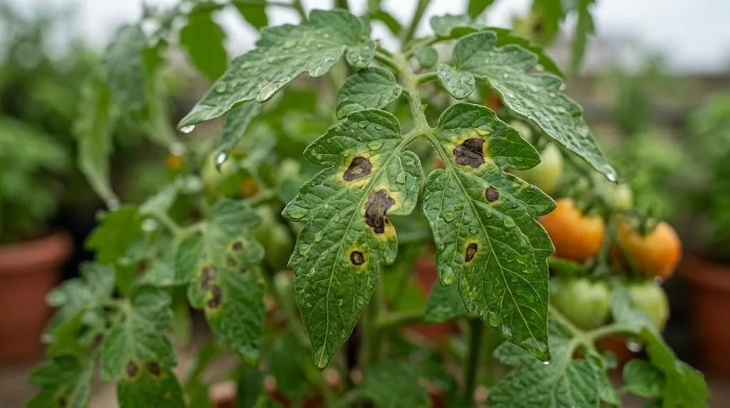 tomato fungal leaf disease monsoon humidity spotting