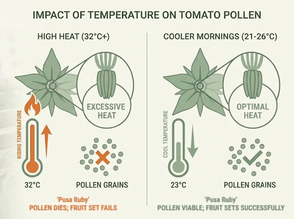 tomato pollen sterility above 38 degrees Celsius diagram