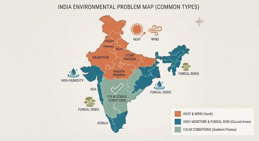 India map tomato problem zones frequency by region