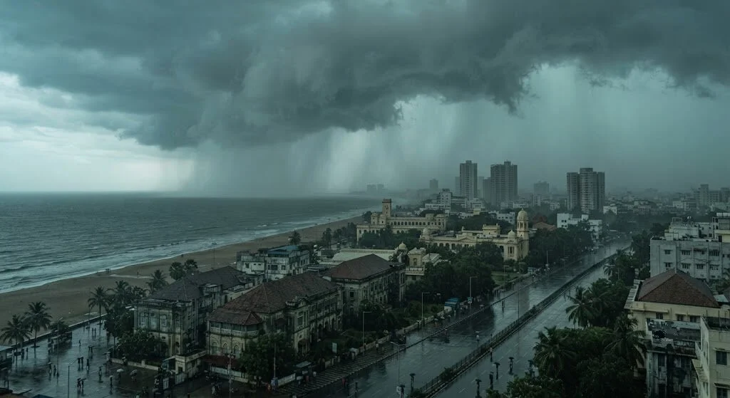 Chennai October northeast monsoon coastal sky