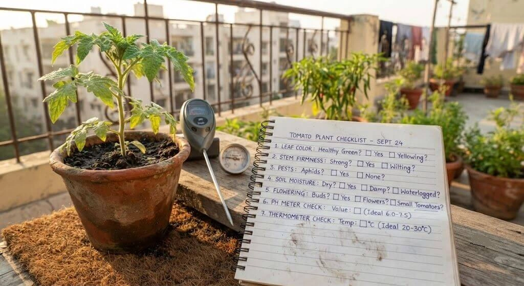 tomato diagnostic checklist notebook terrace India