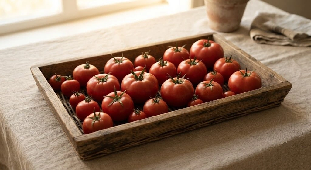 tomato harvest shallow tray basket single layer storage