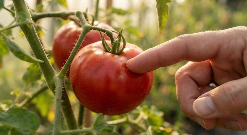 tomato ripeness color change gentle give test