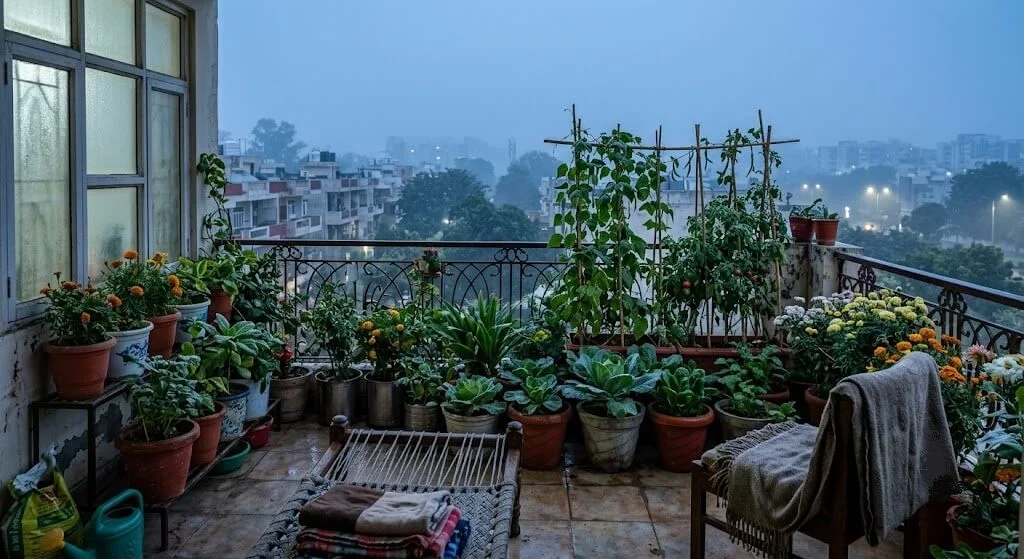 early frost watch North India balcony garden November